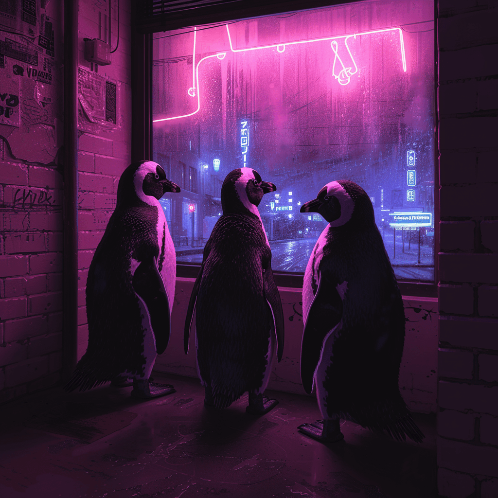 neon penguins